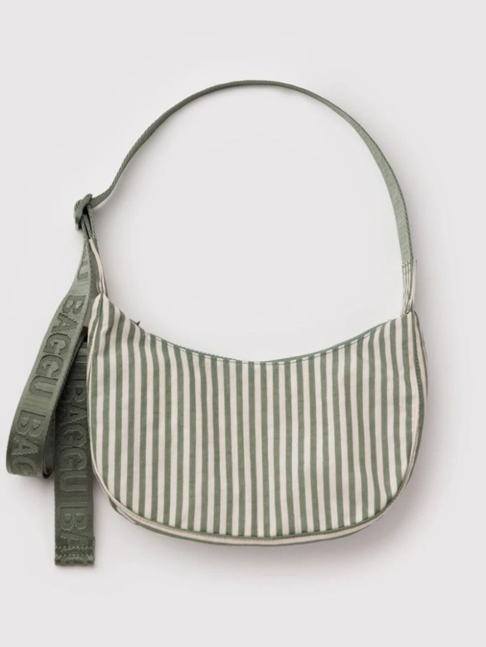 NWT Baggu Small Crescent Bag - Sage Stripe